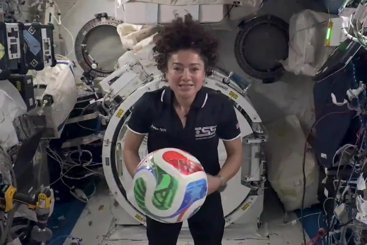 Astronaut performs overhead kick in space ahead of World Cup