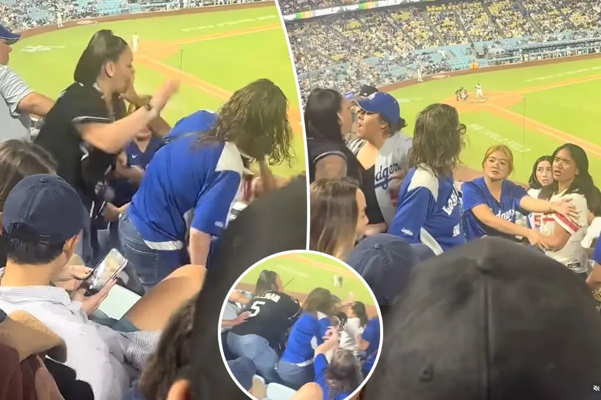 Los Angeles Dodgers fan brawl captured as fans hurl haymakers