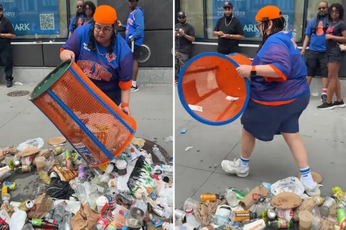 Total-trash-wild-video-shows-woman-stealing-Knicks-garbage-can.jpg
